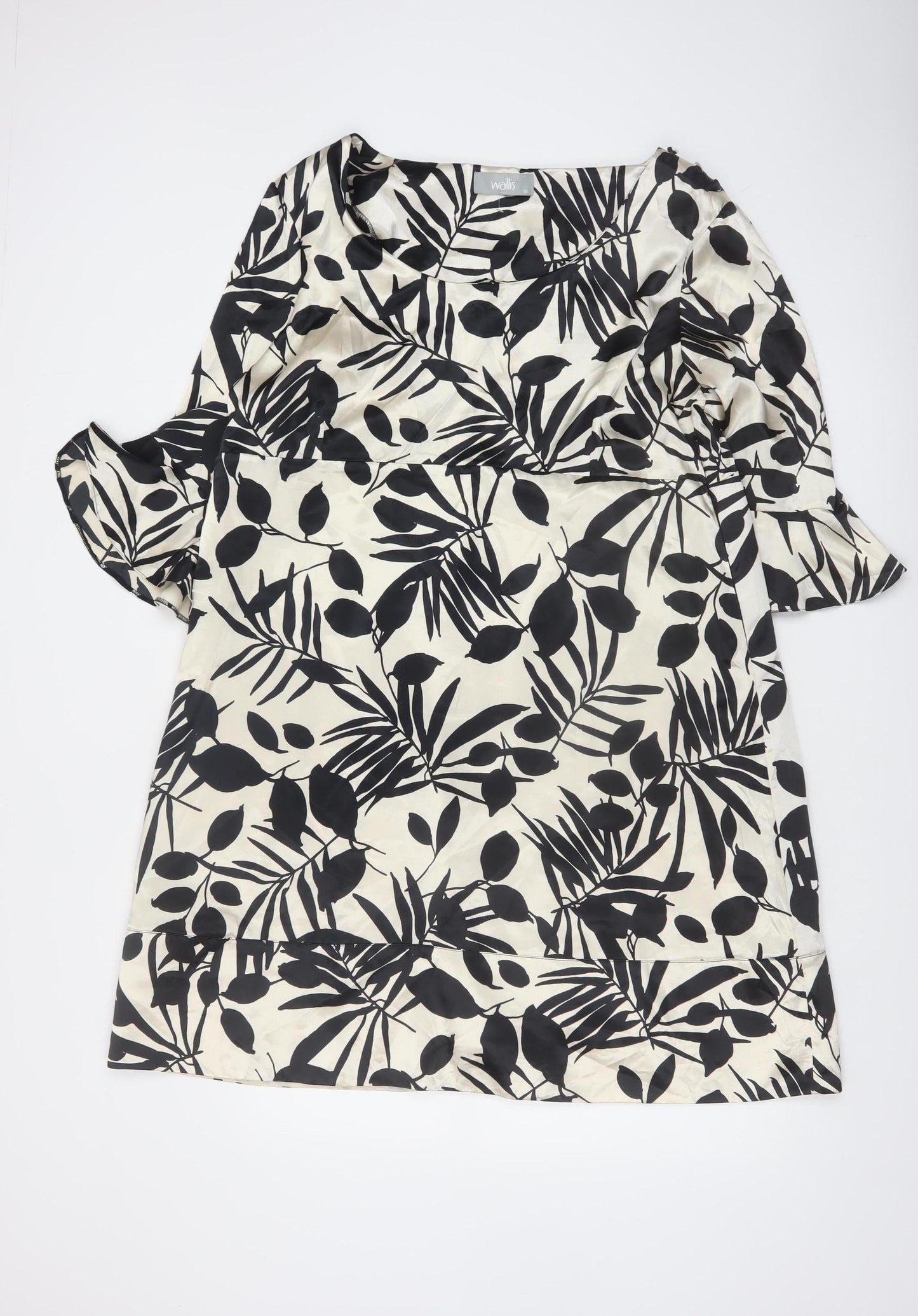 Wallis Women’s Black Floral Knee Length Shift Dress Size 18
