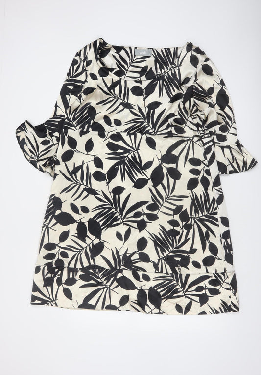 Wallis Women’s Black Floral Knee Length Shift Dress Size 18