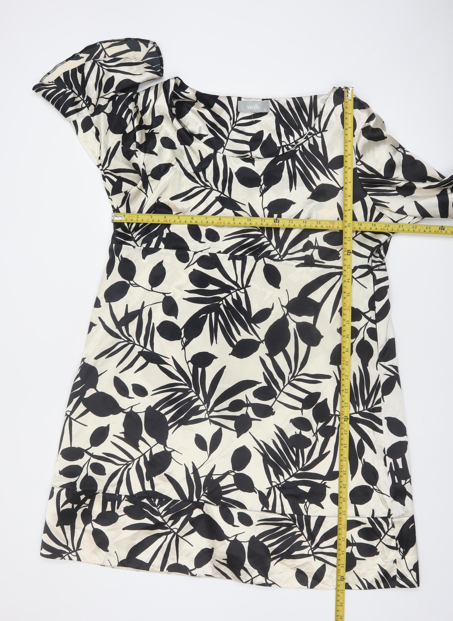 Wallis Women’s Black Floral Knee Length Shift Dress Size 18