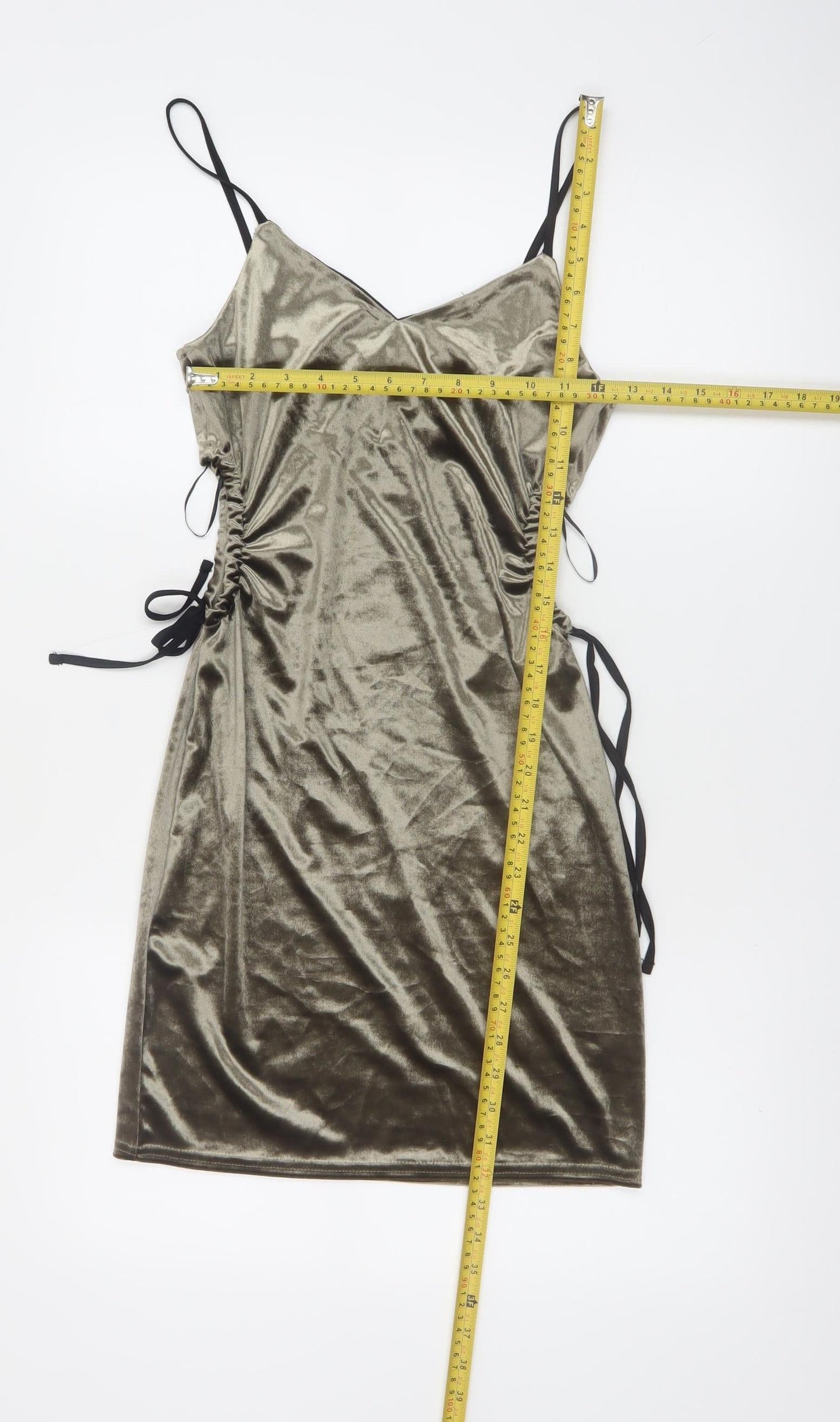 Topshop Women Gold Velvet Slip Dress Size 8 Party