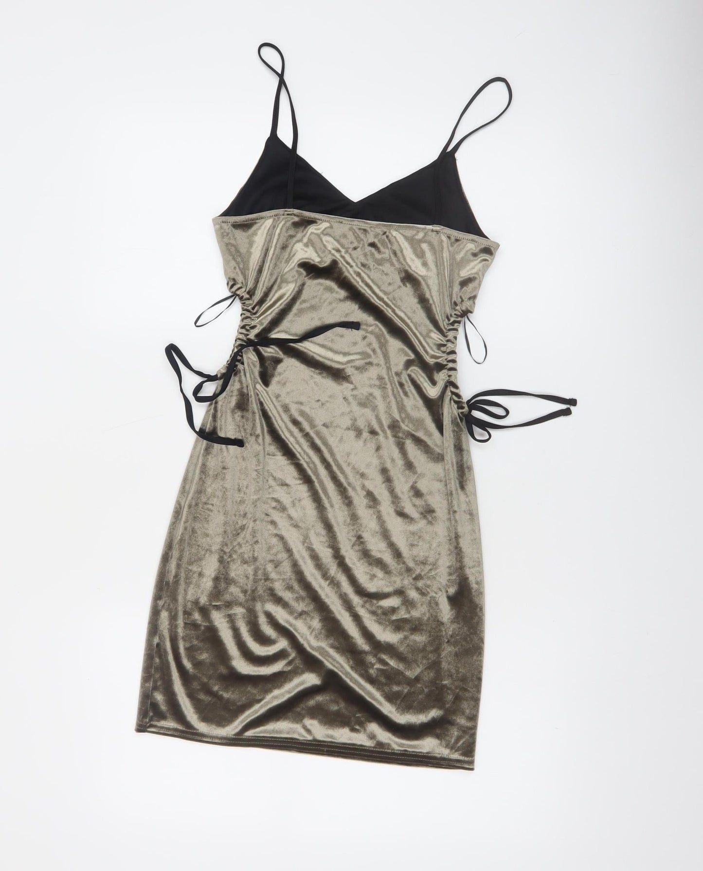 Topshop Women Gold Velvet Slip Dress Size 8 Party