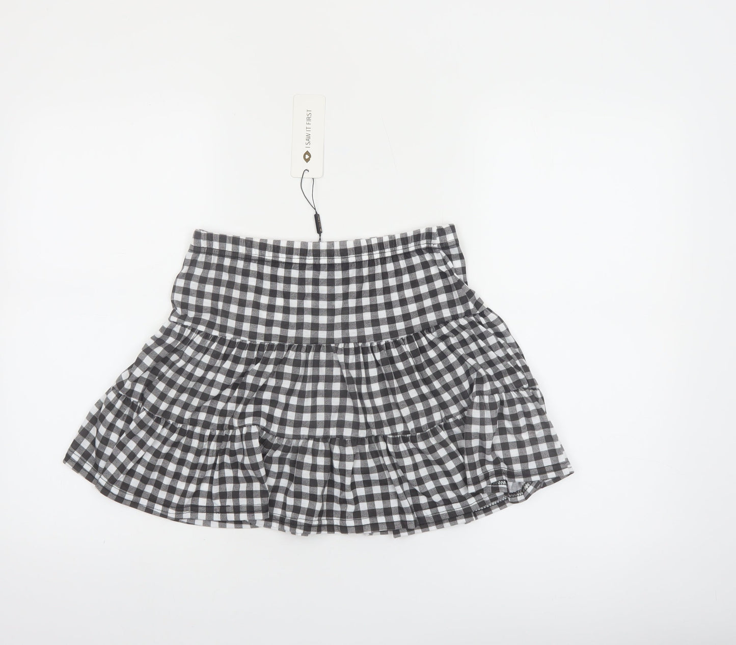 I Saw It First Womens Black Check Pleated Short Skirt Size 12