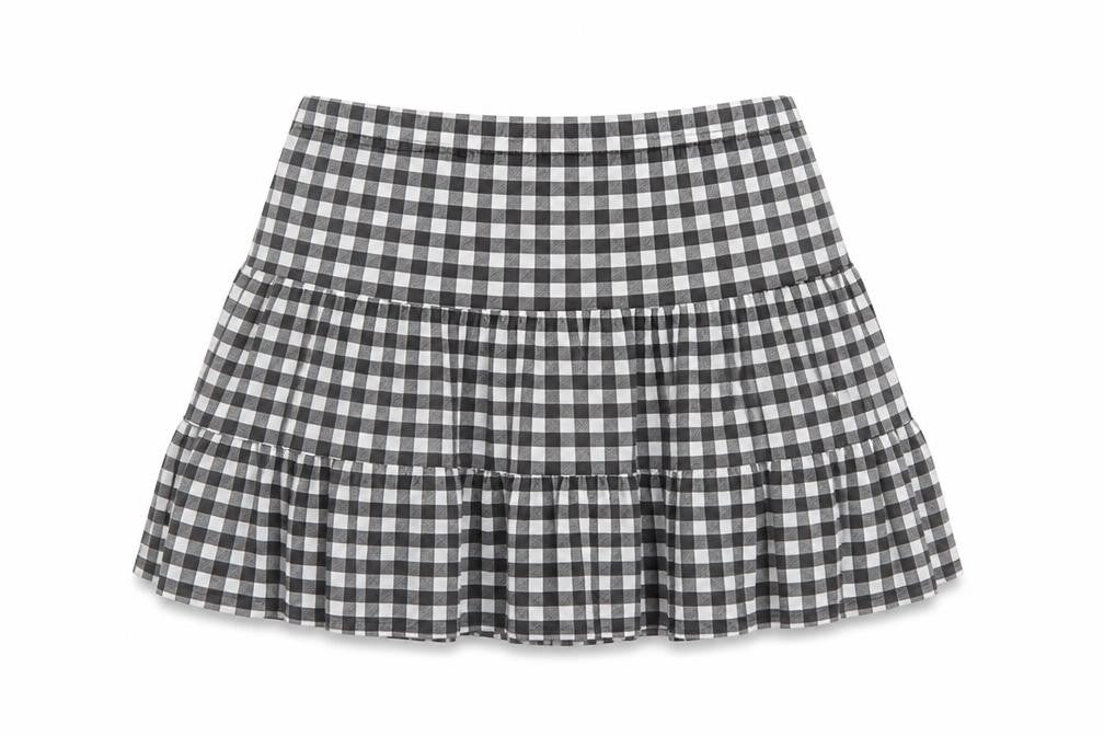 I Saw It First Womens Black Check Pleated Short Skirt Size 12