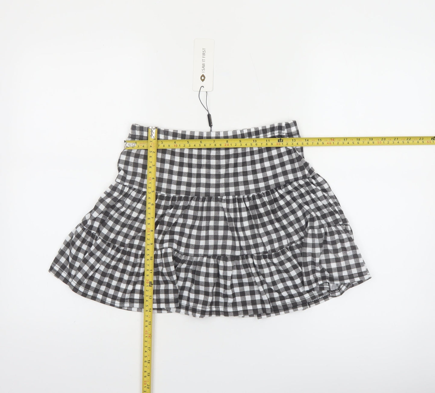 I Saw It First Womens Black Check Pleated Short Skirt Size 12