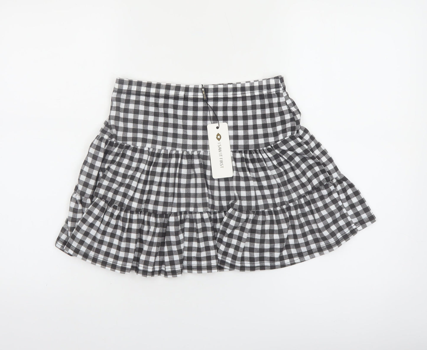 I Saw It First Womens Black Check Pleated Short Skirt Size 12