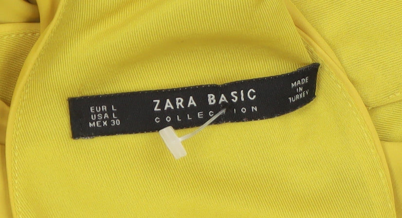 Zara Women Yellow Halter Knee Length Dress Size 12 Polyester
