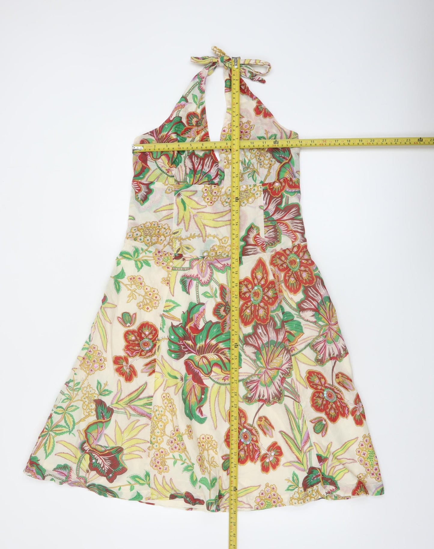 Great Plains Women's Multicoloured Floral Halterneck Cotton Dress M