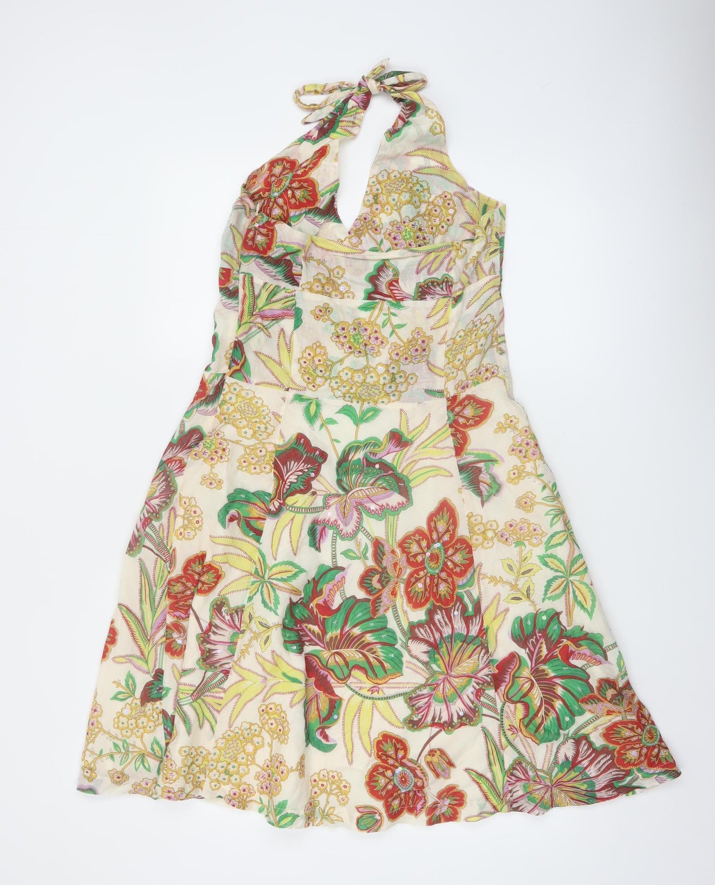 Great Plains Women's Multicoloured Floral Halterneck Cotton Dress M