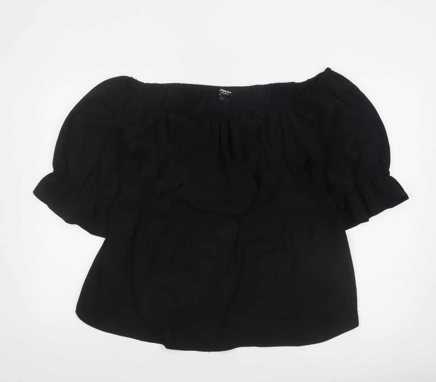 Simply Be Women's Black Off Shoulder Ruffle Tunic Blouse Size 18