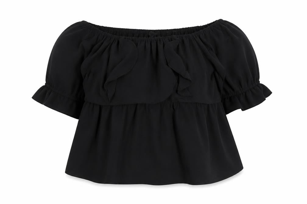 Simply Be Women's Black Off Shoulder Ruffle Tunic Blouse Size 18