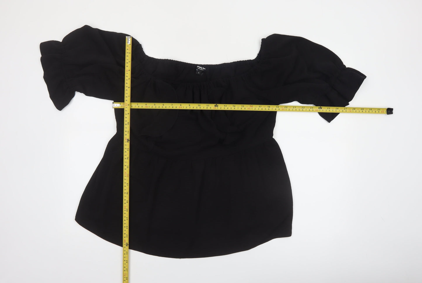 Simply Be Women's Black Off Shoulder Ruffle Tunic Blouse Size 18