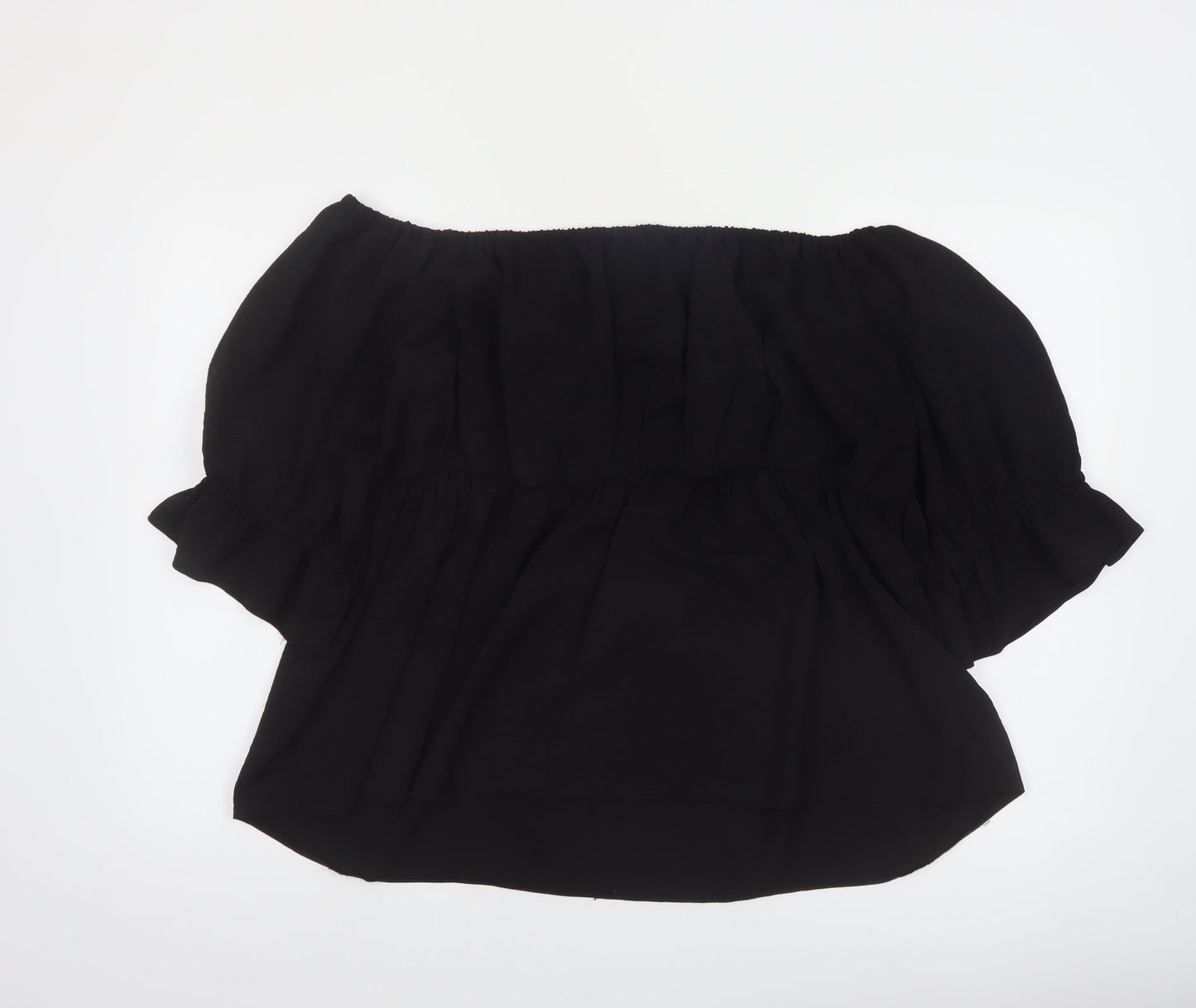 Simply Be Women's Black Off Shoulder Ruffle Tunic Blouse Size 18