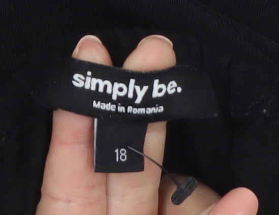 Simply Be Women's Black Off Shoulder Ruffle Tunic Blouse Size 18