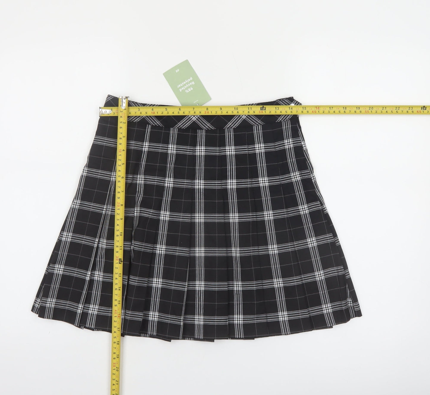 H&M Divided Women's Black Check Pleated Short Skirt Size 10