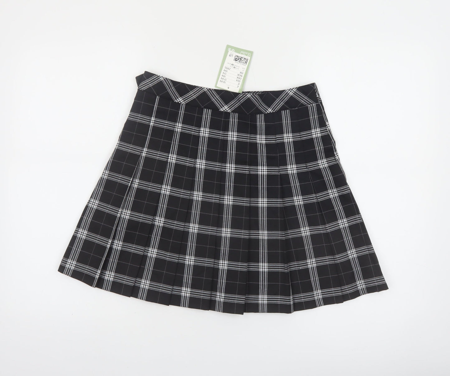 H&M Divided Women's Black Check Pleated Short Skirt Size 10