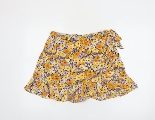 H&M Women’s Multicoloured Floral Wrap Skirt Size 12 Short Lightweight