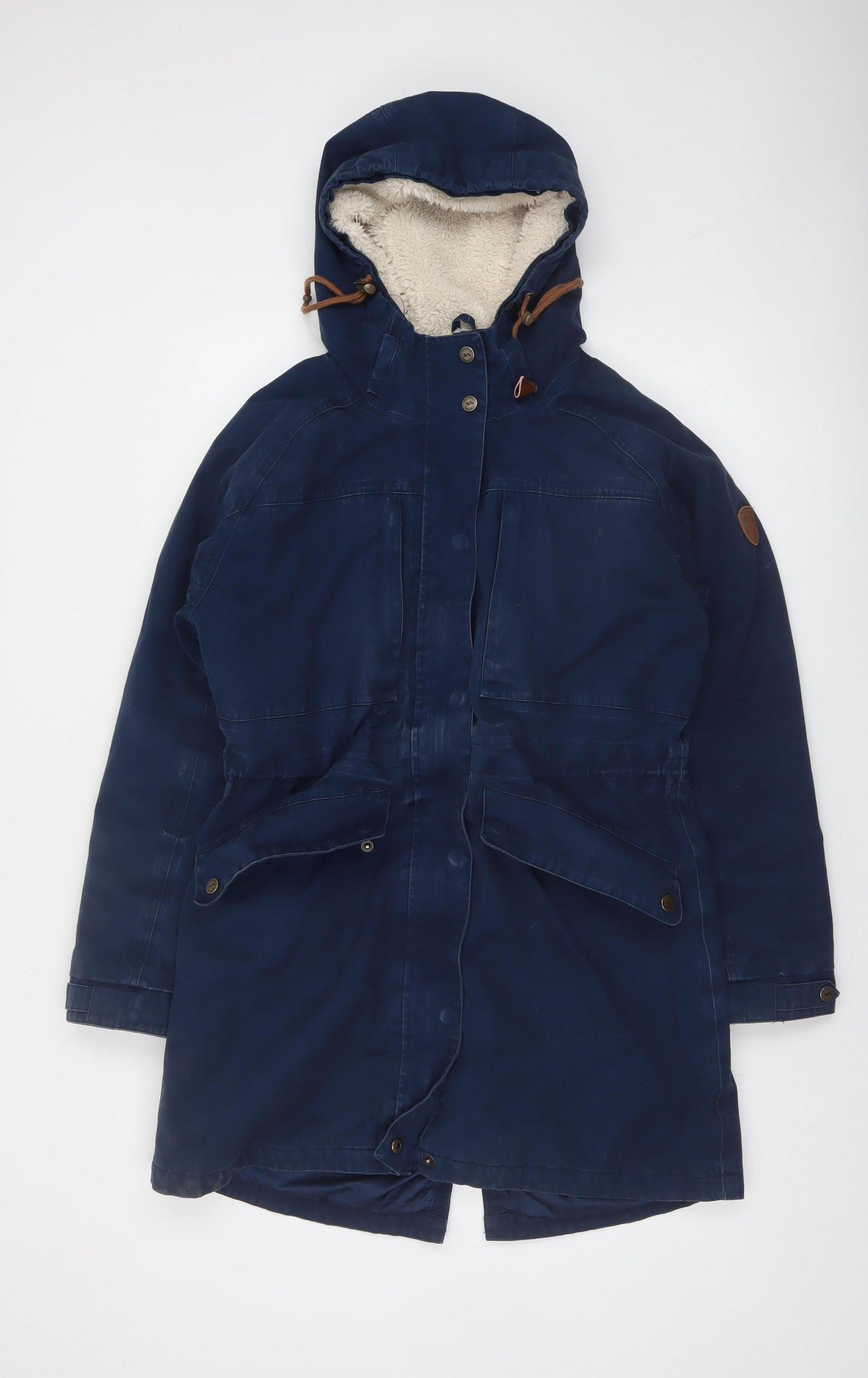 Trespass Womens Blue L Waterproof Hooded Parka Coat Lined UK14