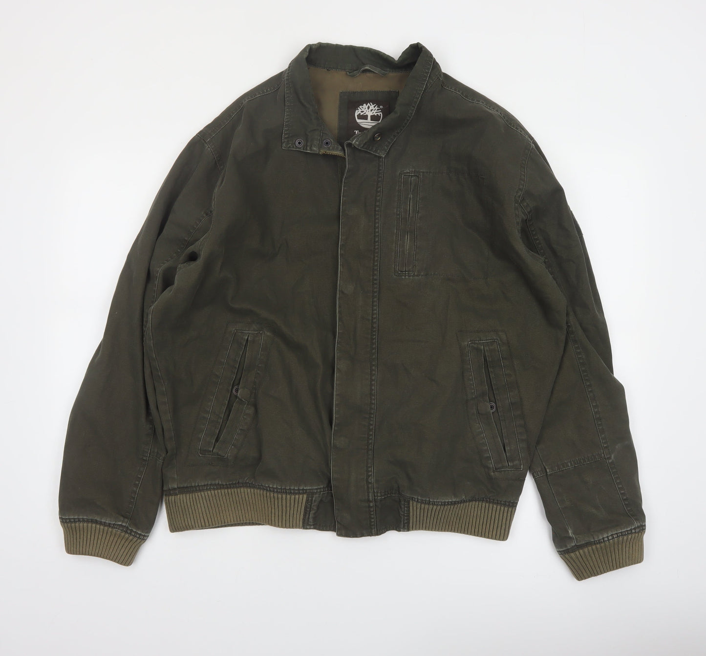 Timberland Men's Green Cotton Bomber Jacket Size M Casual Outdoor
