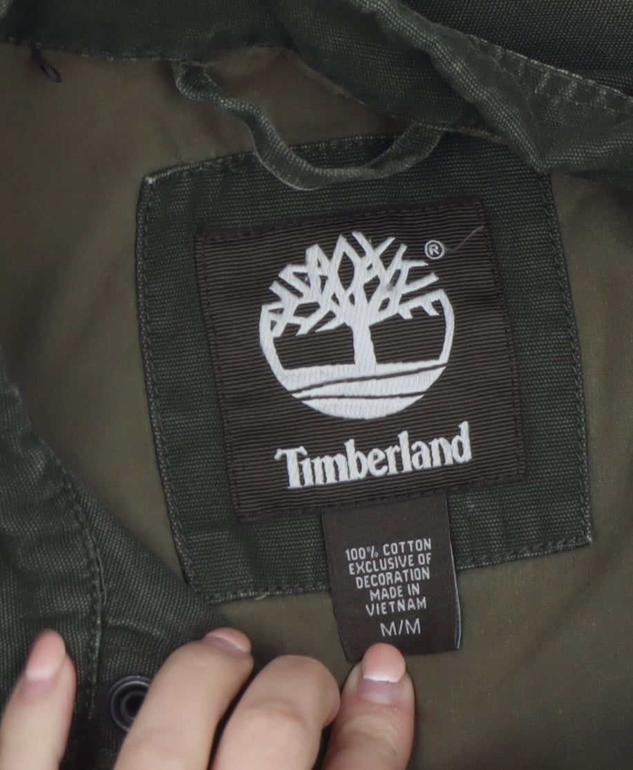 Timberland Men's Green Cotton Bomber Jacket Size M Casual Outdoor