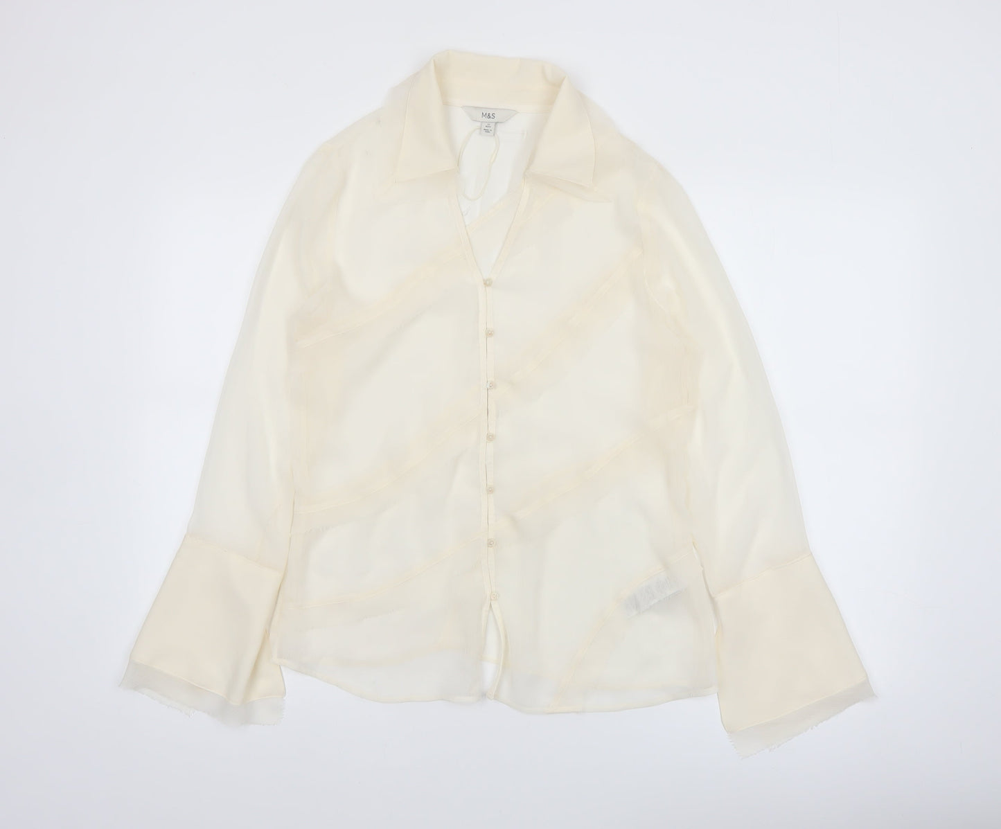 Marks and Spencer Women's Ivory Sheer Chiffon Blouse Size 12
