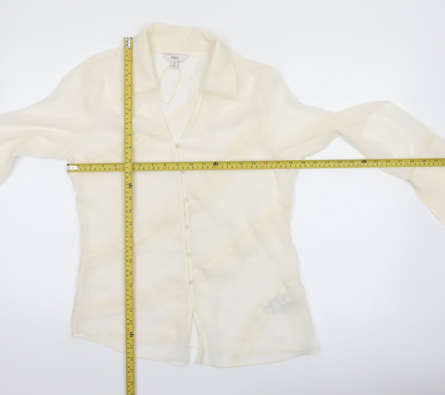 Marks and Spencer Women's Ivory Sheer Chiffon Blouse Size 12