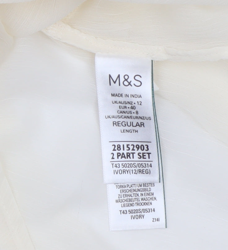Marks and Spencer Women's Ivory Sheer Chiffon Blouse Size 12