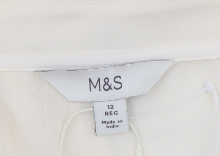 Marks and Spencer Women's Ivory Sheer Chiffon Blouse Size 12
