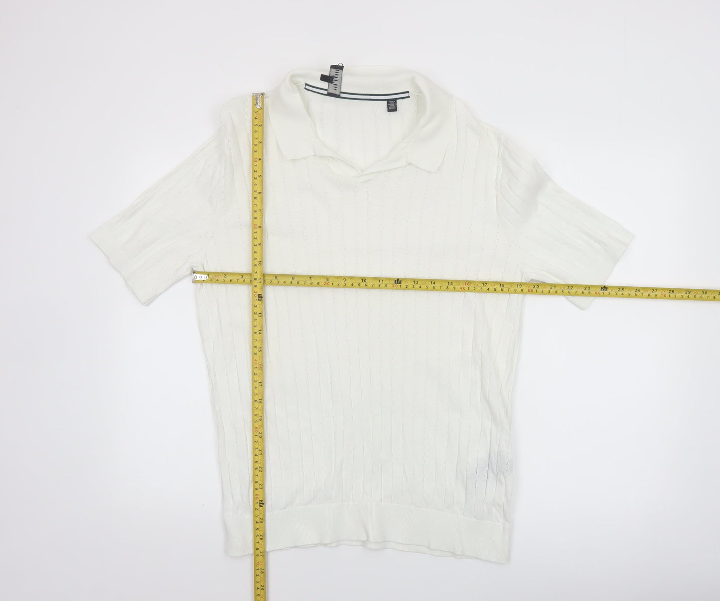 Ted Baker Men's White Cotton Knit Polo Shirt Size L