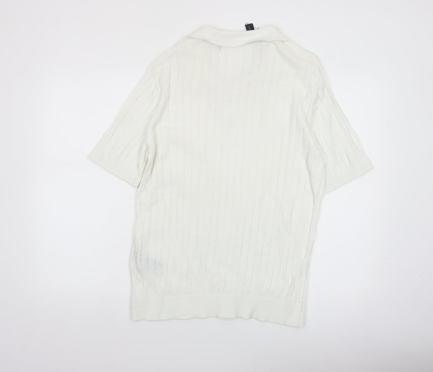 Ted Baker Men's White Cotton Knit Polo Shirt Size L