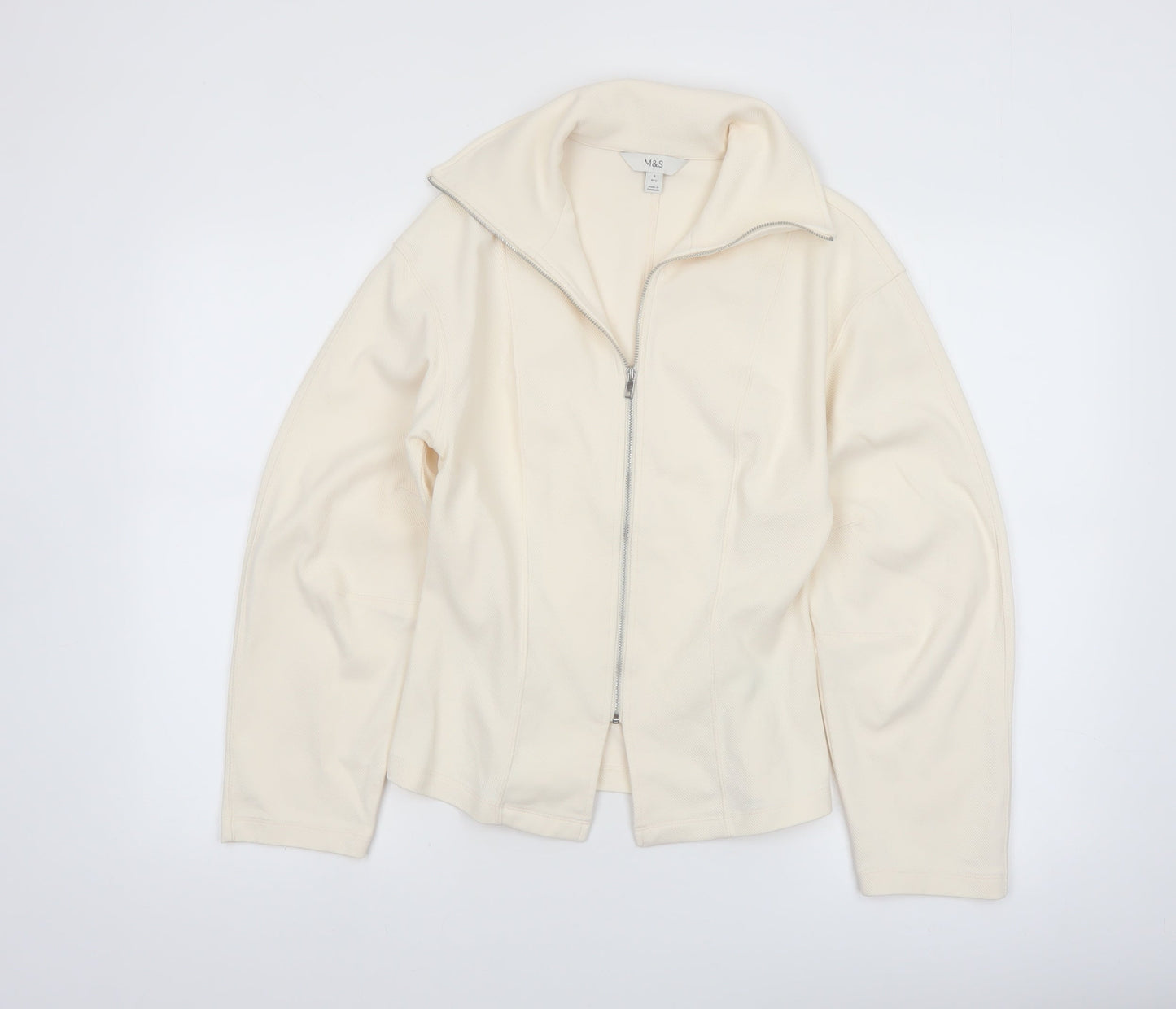 Marks and Spencer Women's Ivory Cotton Blend Zip Jacket Size 8