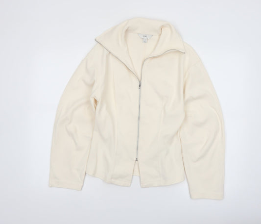 Marks and Spencer Women's Ivory Cotton Blend Zip Jacket Size 8