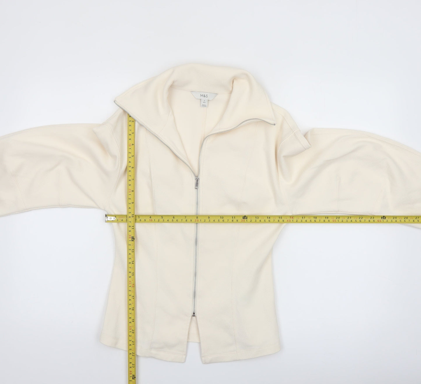 Marks and Spencer Women's Ivory Cotton Blend Zip Jacket Size 8