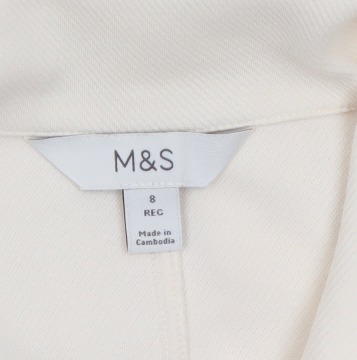 Marks and Spencer Women's Ivory Cotton Blend Zip Jacket Size 8