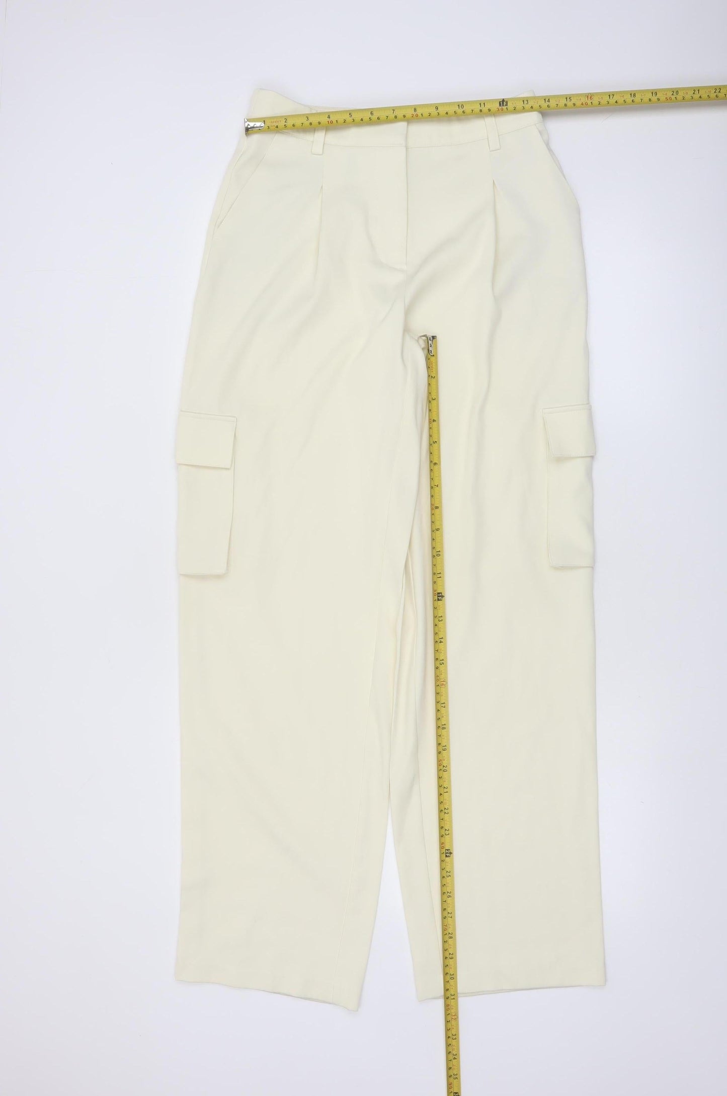 NA-KD Women's Ivory Cargo Straight Leg Trousers Size 6