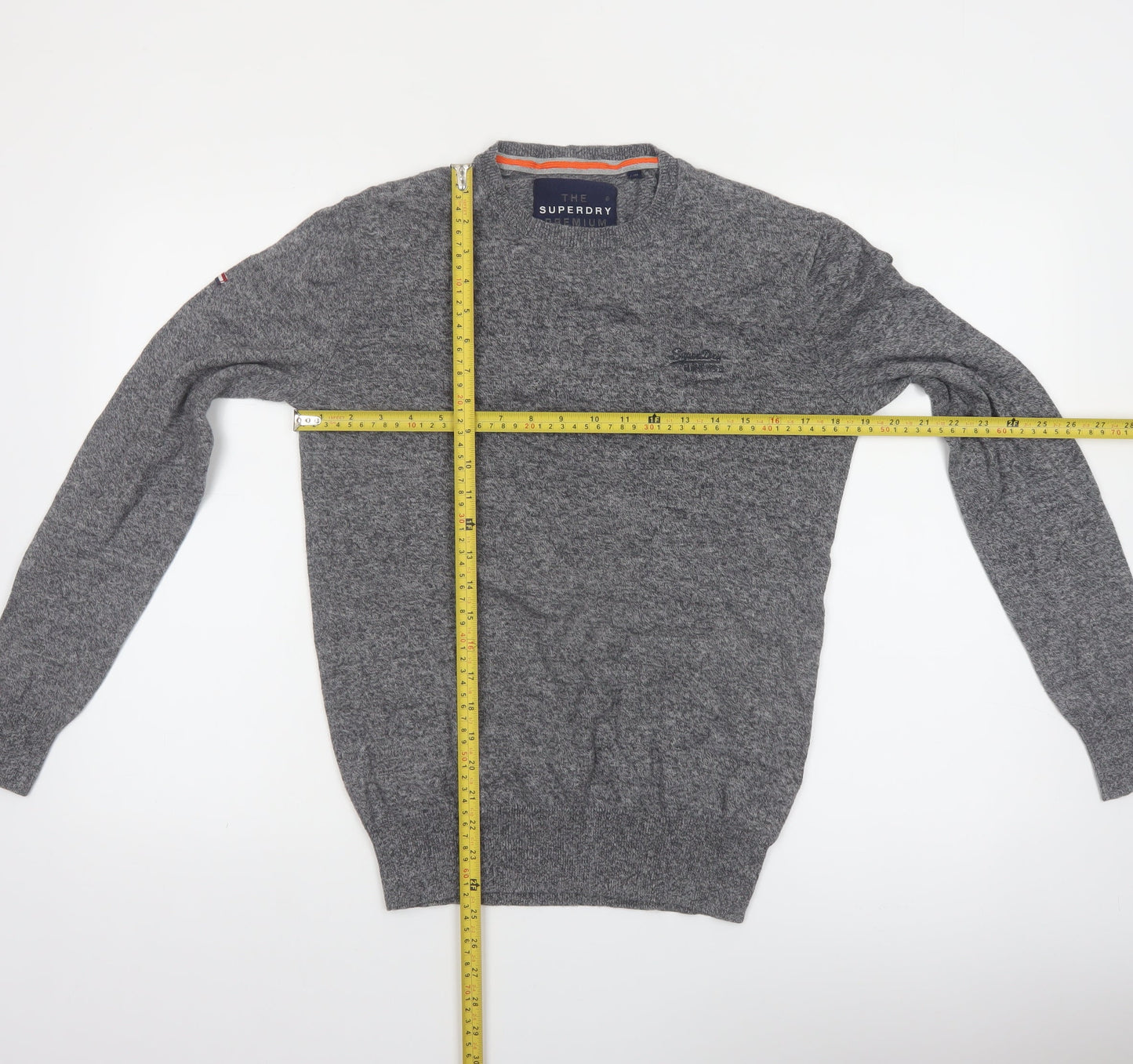Superdry Men's Grey Cotton Cashmere Crew Neck Jumper Size S