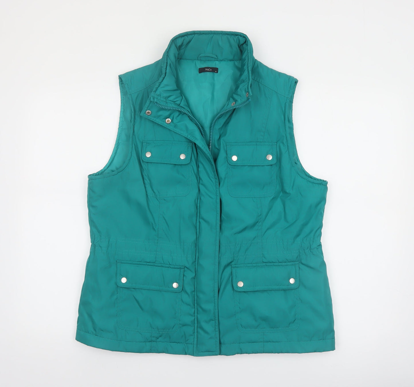 M&Co Womens Green Size 14 Sleeveless Padded Waistcoat Gilet
