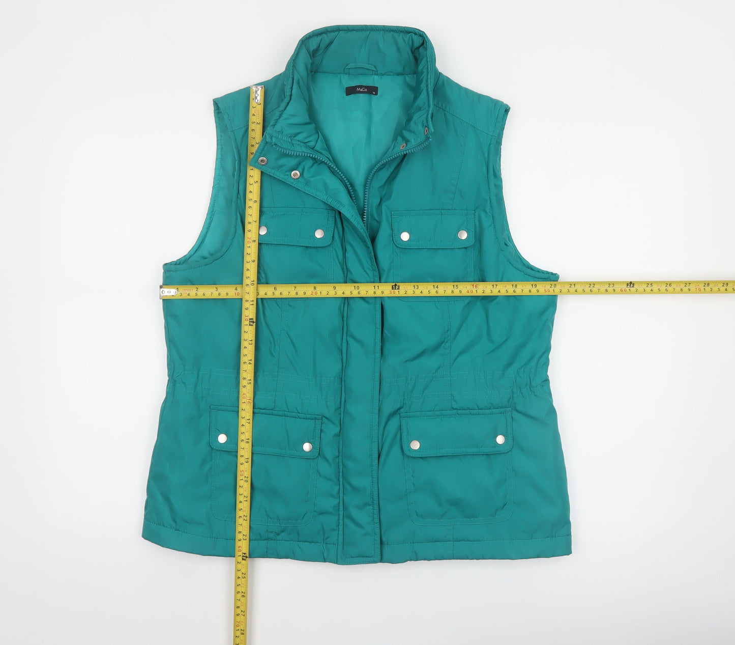 M&Co Womens Green Size 14 Sleeveless Padded Waistcoat Gilet