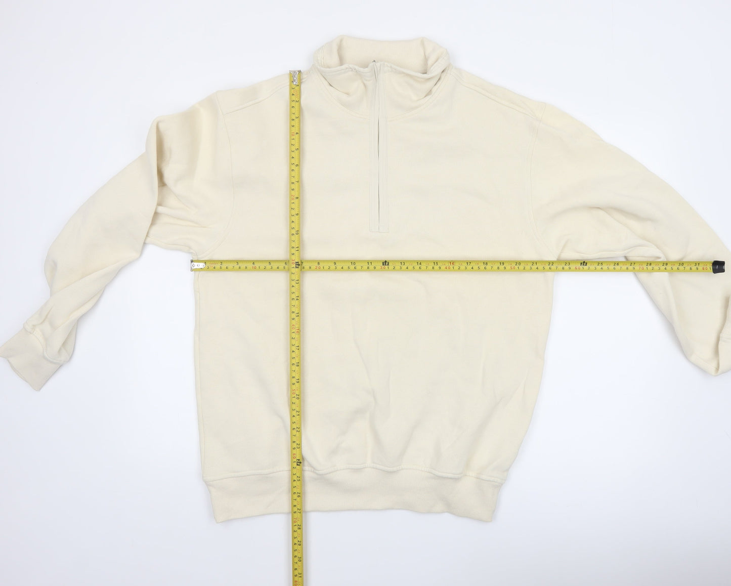 Atlant Mens Beige 1/4 Zip High Neck Sweatshirt Size L