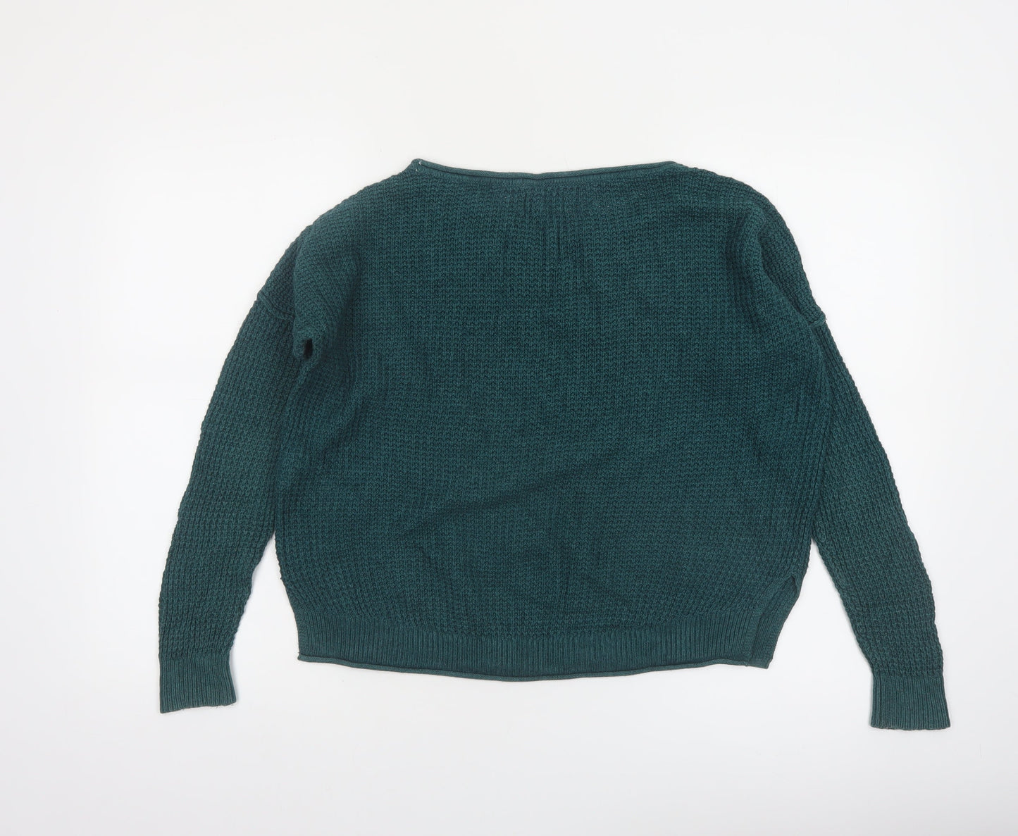 Hollister Womens Green Waffle Knit Long Sleeve Pullover Jumper XS