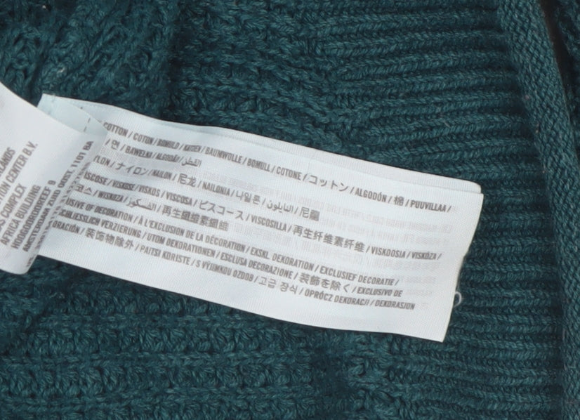Hollister Womens Green Waffle Knit Long Sleeve Pullover Jumper XS