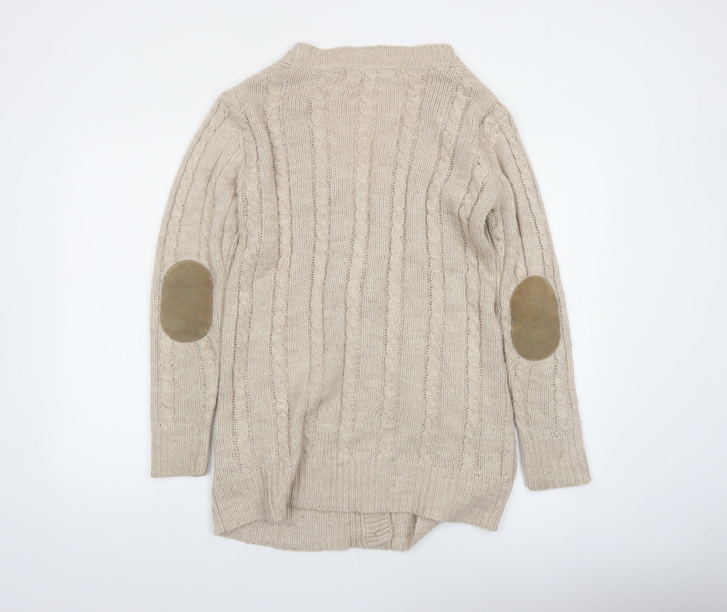 Zara Women Beige Cable-Knit Long Sleeve Cardigan S