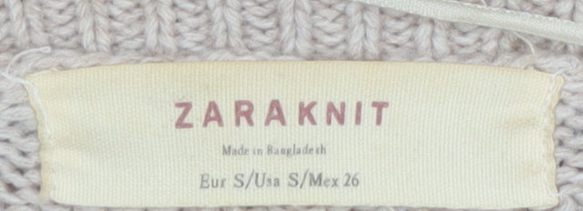 Zara Women Beige Cable-Knit Long Sleeve Cardigan S