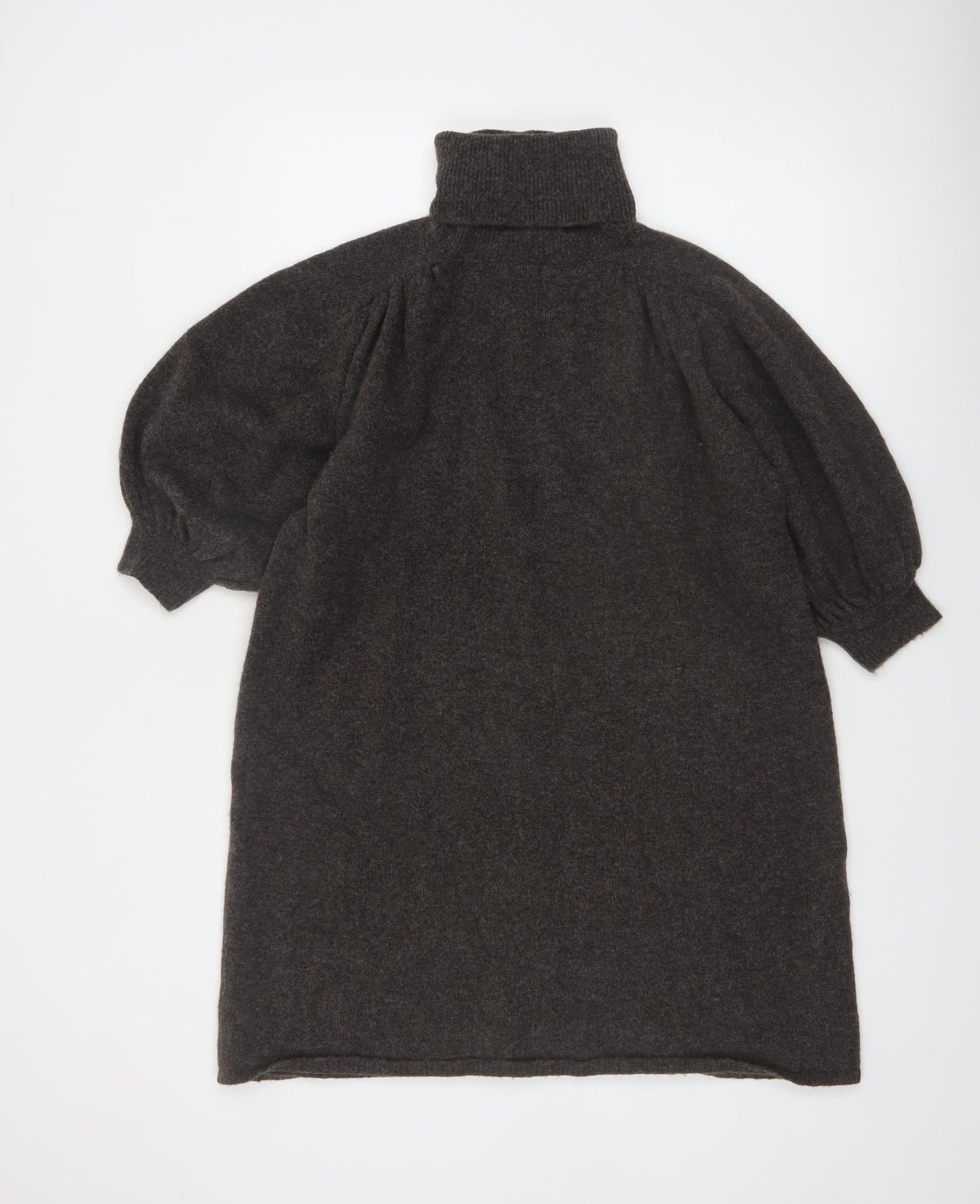Zara Womens Brown Roll Neck Relaxed Fit Wool Blend Jumper Size 14