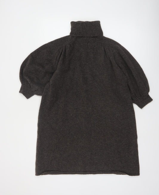 Zara Womens Brown Roll Neck Relaxed Fit Wool Blend Jumper Size 14