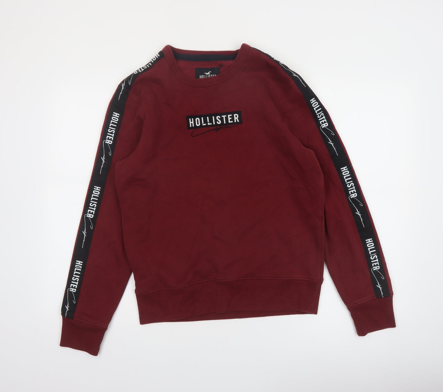 Hollister Men's Burgundy Logo Sweatshirt XS Crew Neck Pullover