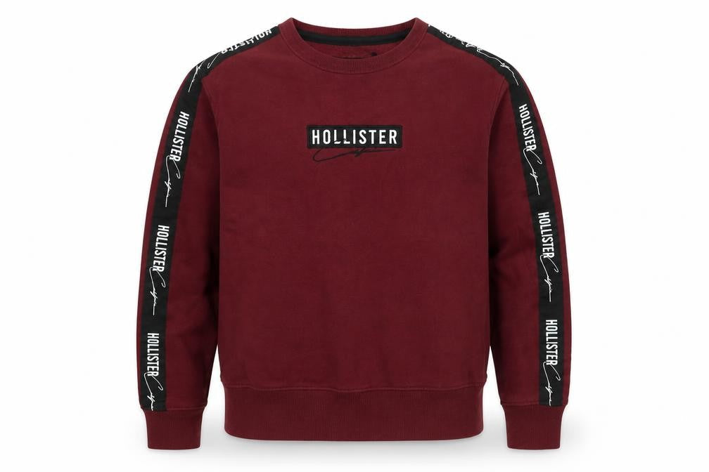 Hollister Men's Burgundy Logo Sweatshirt XS Crew Neck Pullover