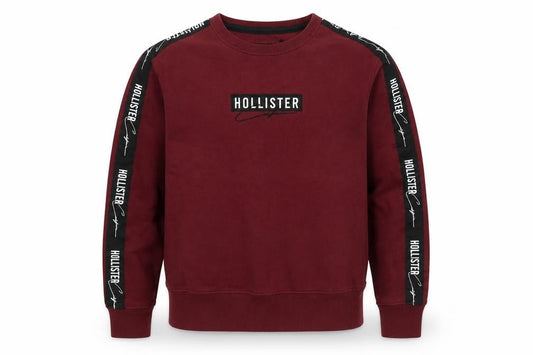 Hollister Men's Burgundy Logo Sweatshirt XS Crew Neck Pullover