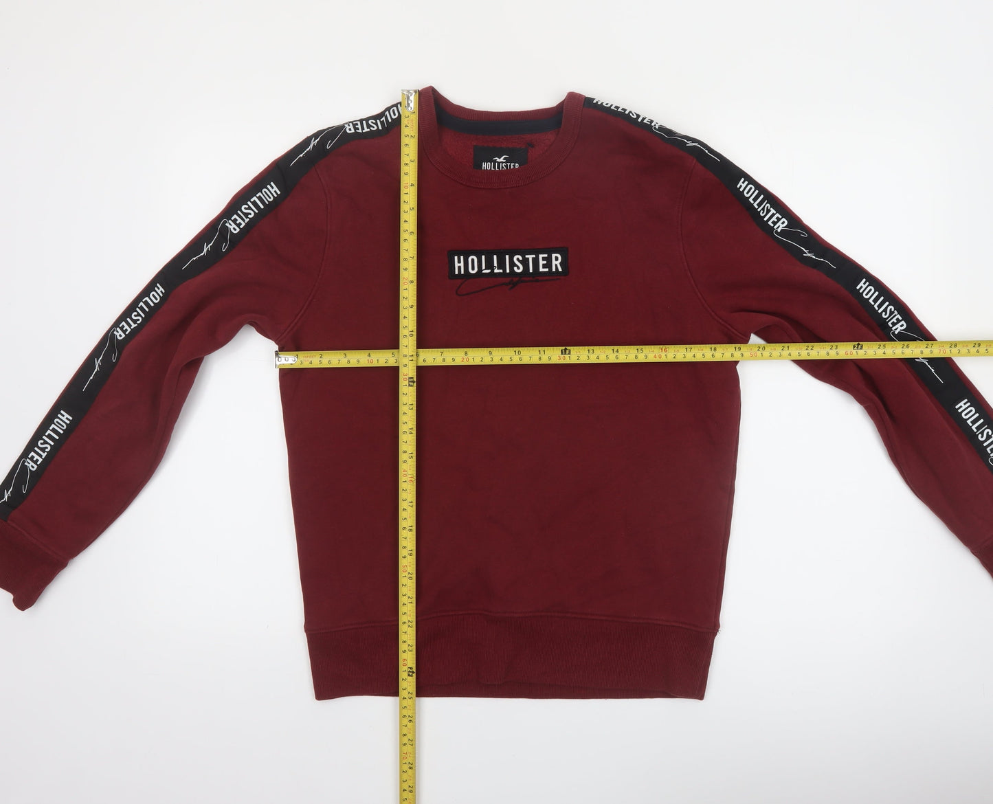 Hollister Men's Burgundy Logo Sweatshirt XS Crew Neck Pullover