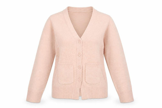 Front view of ASOS Women Pink XS Button Cardigan V-Neck Knit Jumper