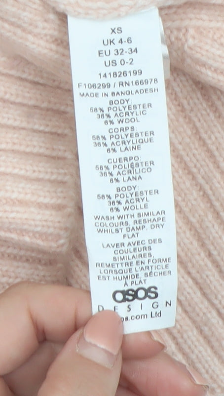 ASOS Women Pink XS Button Cardigan V-Neck Knit Jumper